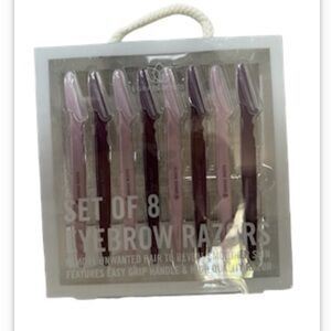 GRASS ROOTS Set of 8 Eyebrow Razors with easy grip handle pink